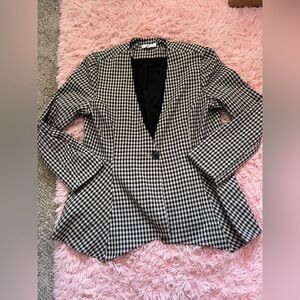 Waverly Grey Women’s XL Black White Gingham One Button Blazer Made in USA